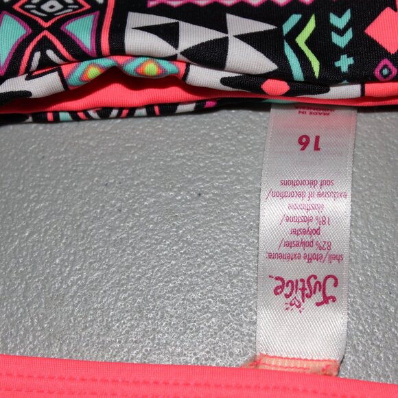 Multi Color Reversibile 2 Pcs  Bikini Swimsuit Size 16 - Picture 6 of 10